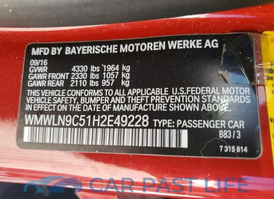 WMWLN9C51H2E49228# 13