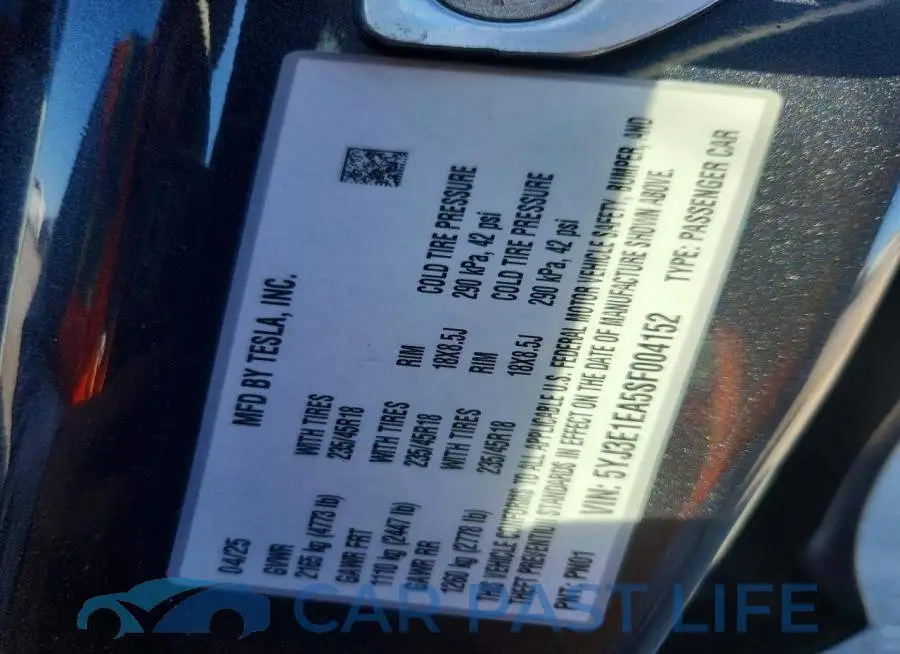 5YJ3E1EA5SF004152# 12