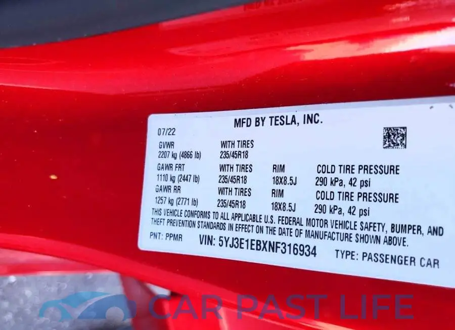 5YJ3E1EBXNF316934# 12