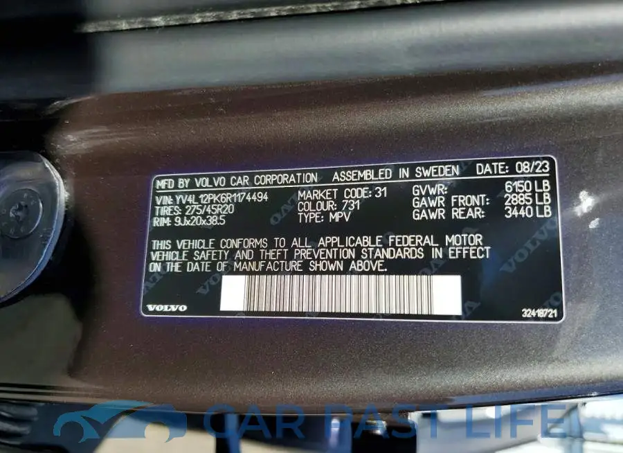 YV4L12PK6R1174494# 13