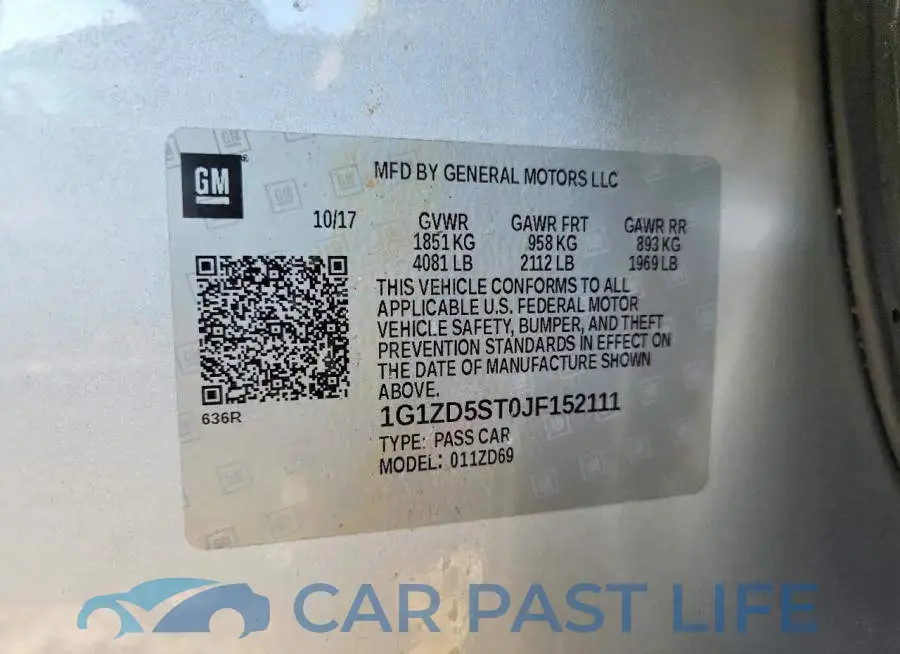1G1ZD5ST0JF152111# 12