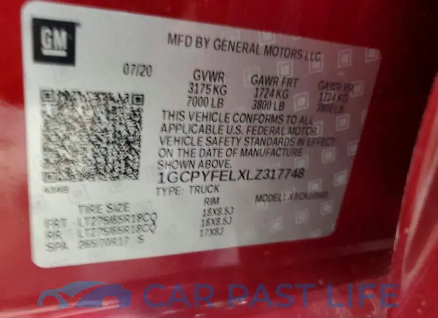 1GCPYFELXLZ317748# 12