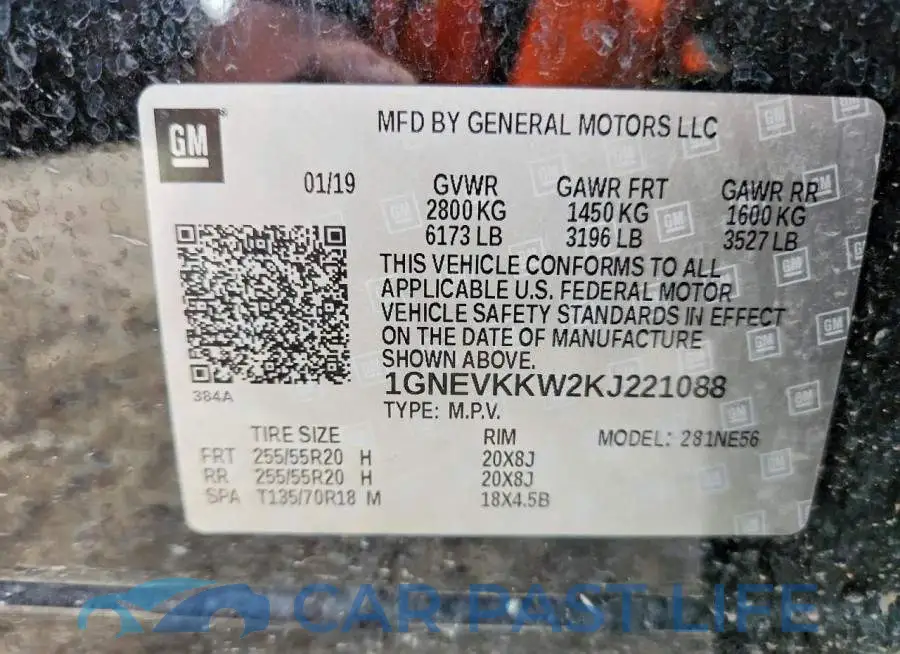 1GNEVKKW2KJ221088# 14