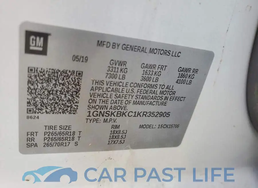 1GNSKBKC1KR352905# 13