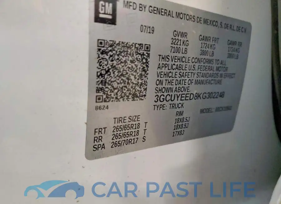 3GCUYEED8KG302248# 12