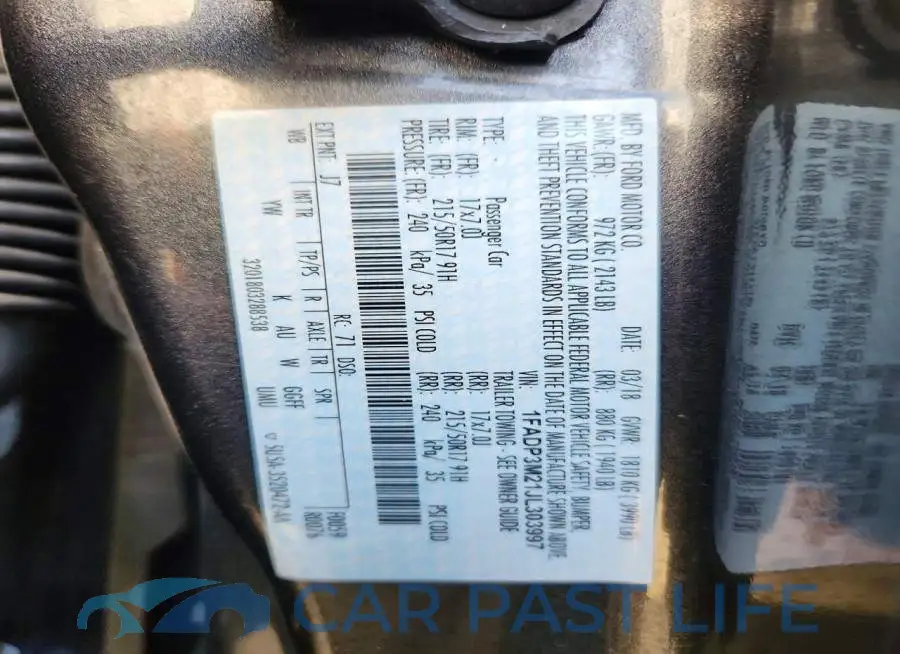 1FADP3M21JL303997# 12