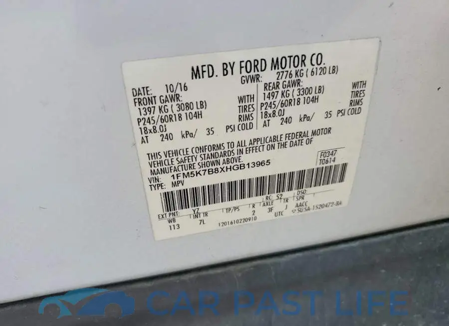 1FM5K7B8XHGB13965# 14
