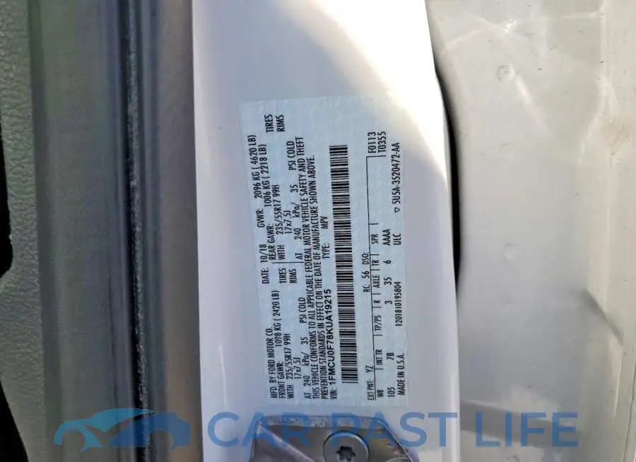 1FMCU0F78KUA19215# 12