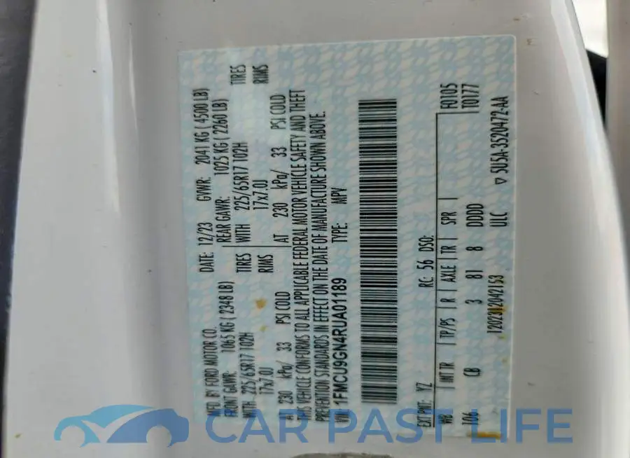 1FMCU9GN4RUA01189# 13