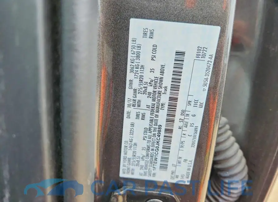 1FTEW1CG0JKC49889# 12