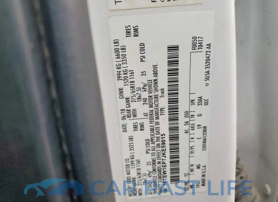 1FTEW1EP7JKE59015# 12