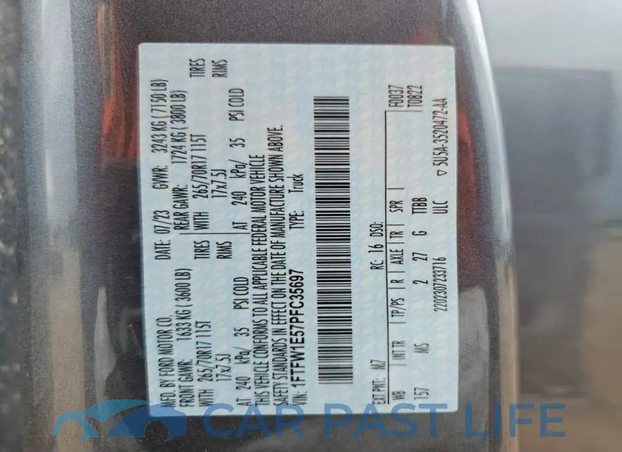 1FTFW1E57PFC35697# 14