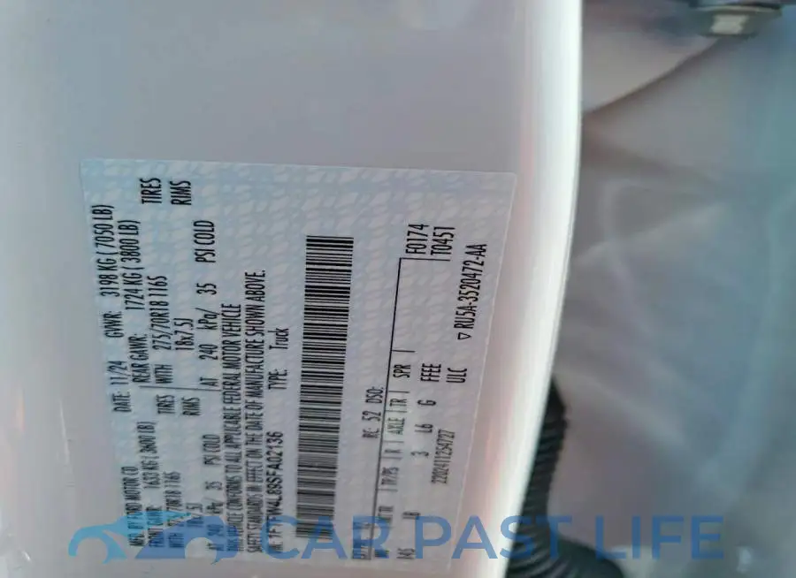 1FTFW4L89SFA02136# 12