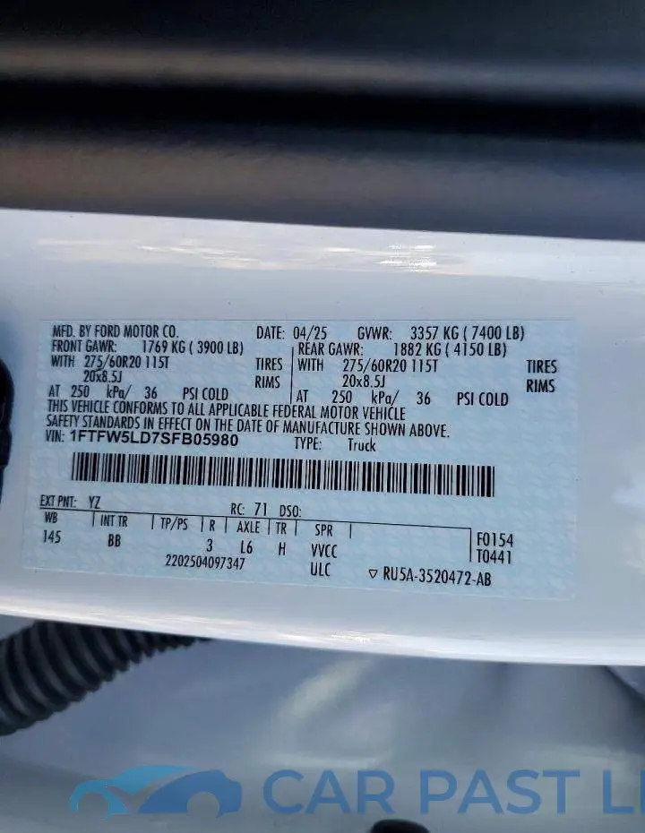 1FTFW5LD7SFB05980# 12
