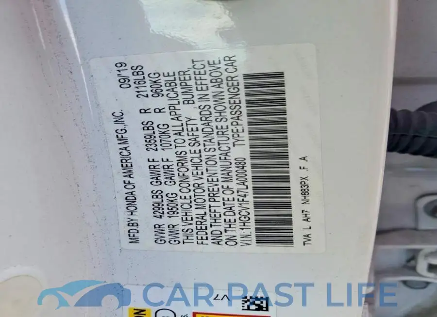 1HGCV1F47LA000480# 12