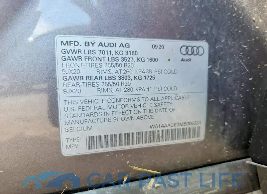 WA1AAAGE2MB006024# 13