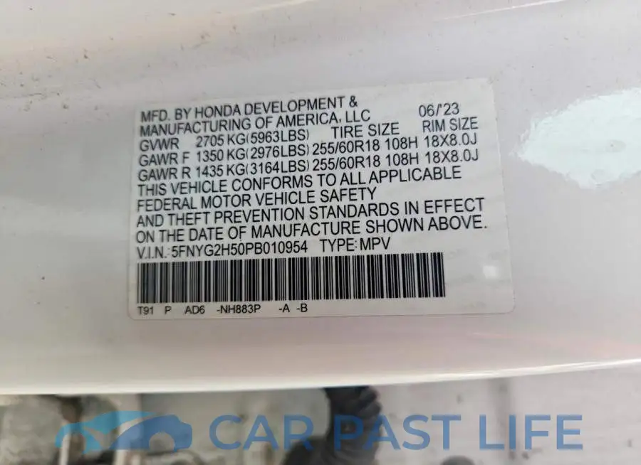 5FNYG2H50PB010954# 13