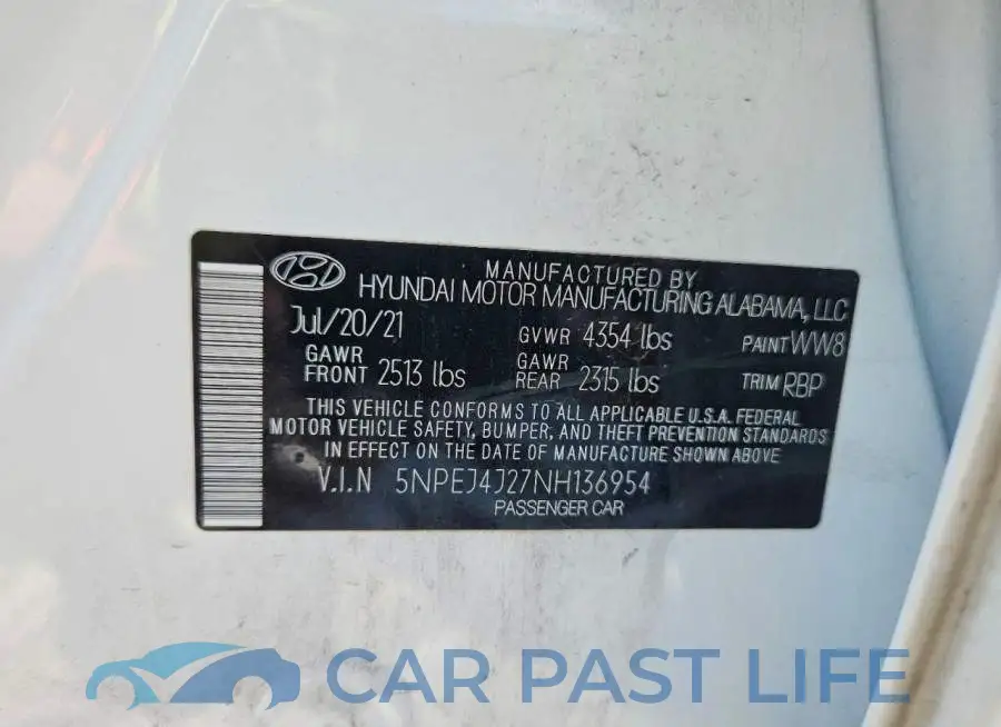 5NPEJ4J27NH136954# 13