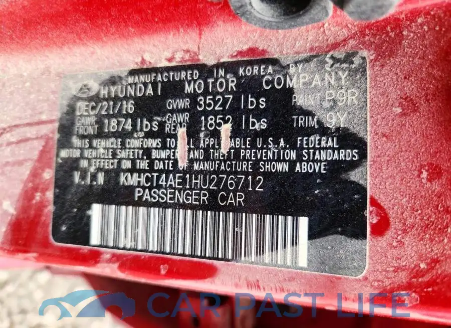 KMHCT4AE1HU276712# 12