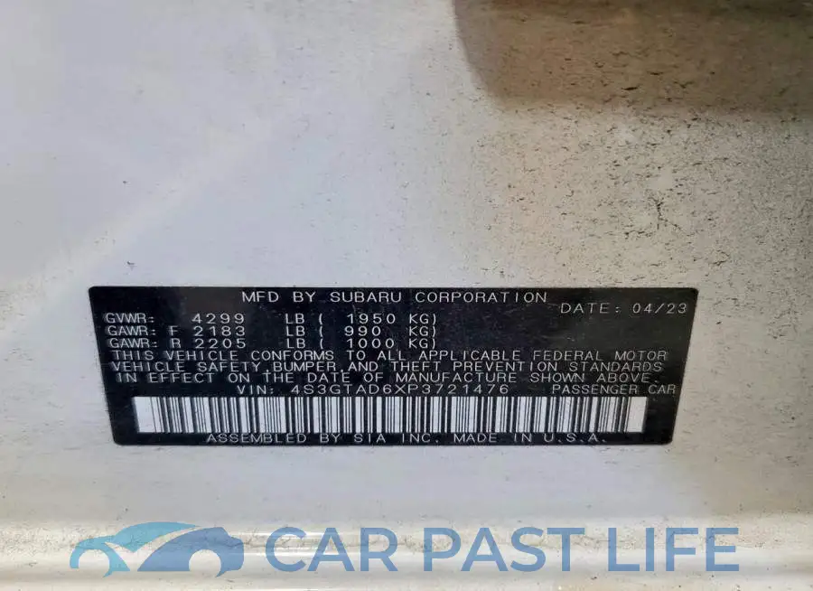 4S3GTAD6XP3721476# 14