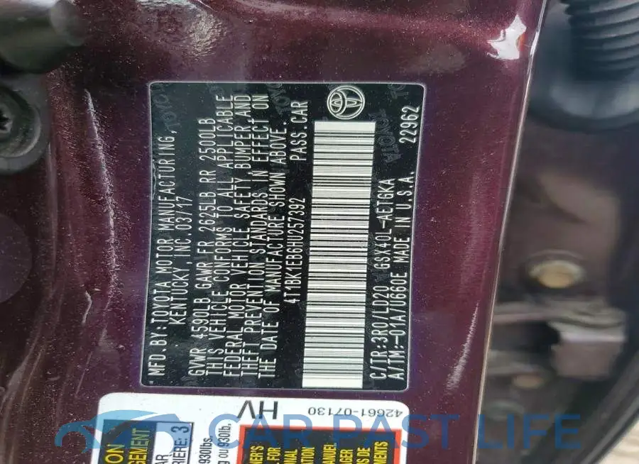 4T1BK1EB6HU257392# 12