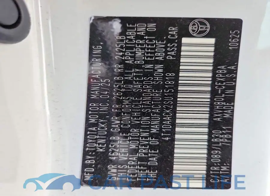 4T1DAACK2SU151818# 12