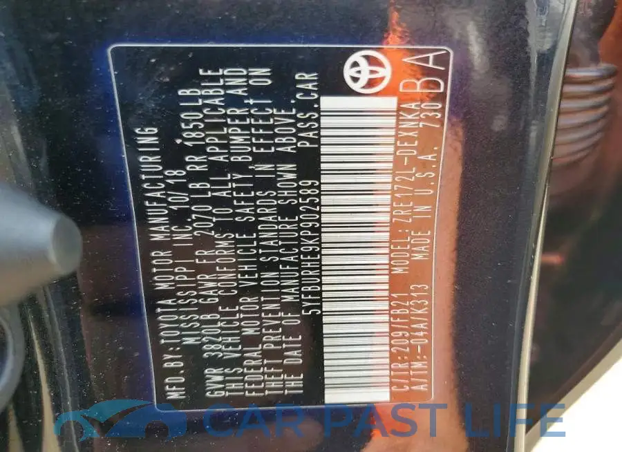 5YFBURHE9KP902589# 12