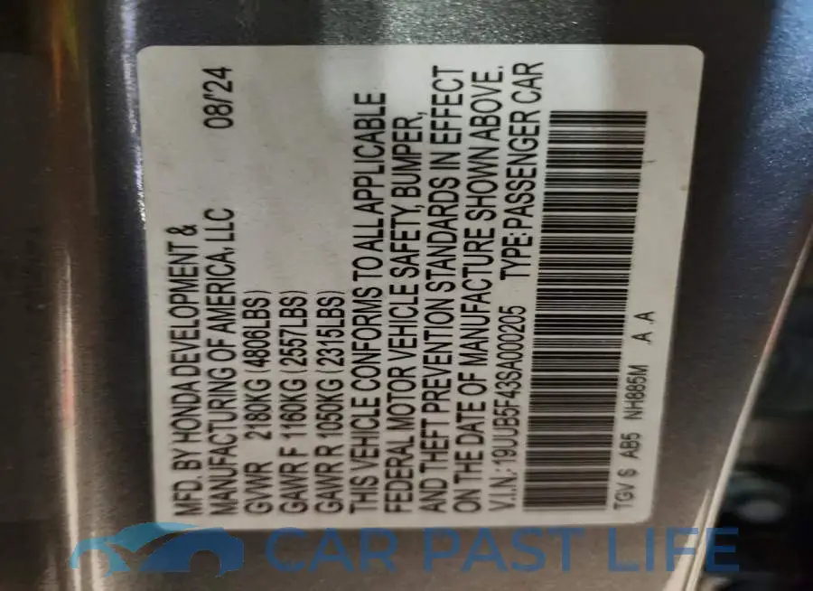 19UUB5F43SA000205# 12