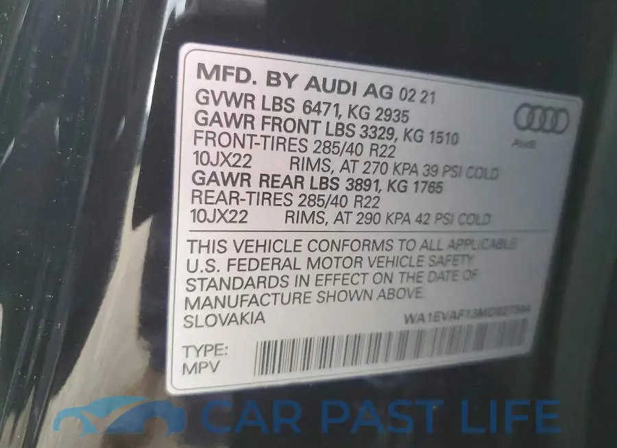 WA1EVAF13MD027344# 13