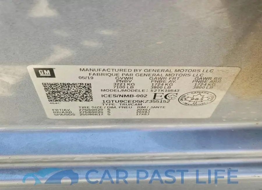 1GTU9CED5KZ355152# 12