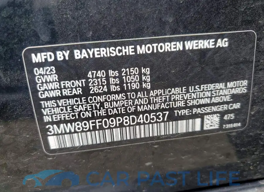 3MW89FF09P8D40537# 12