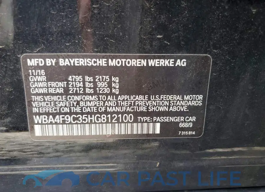 WBA4F9C35HG812100# 12