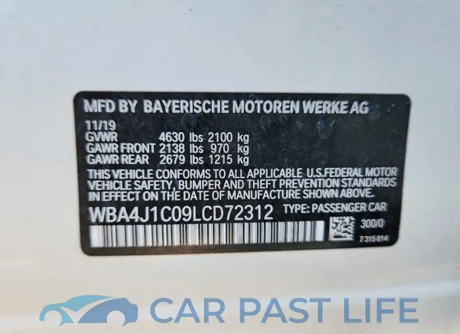 WBA4J1C09LCD72312# 12