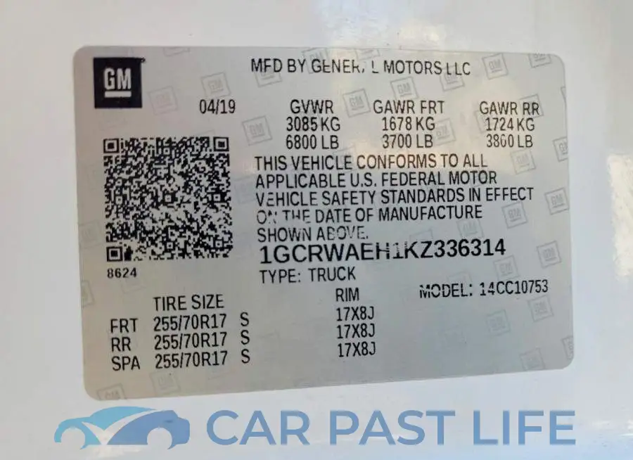 1GCRWAEH1KZ336314# 13
