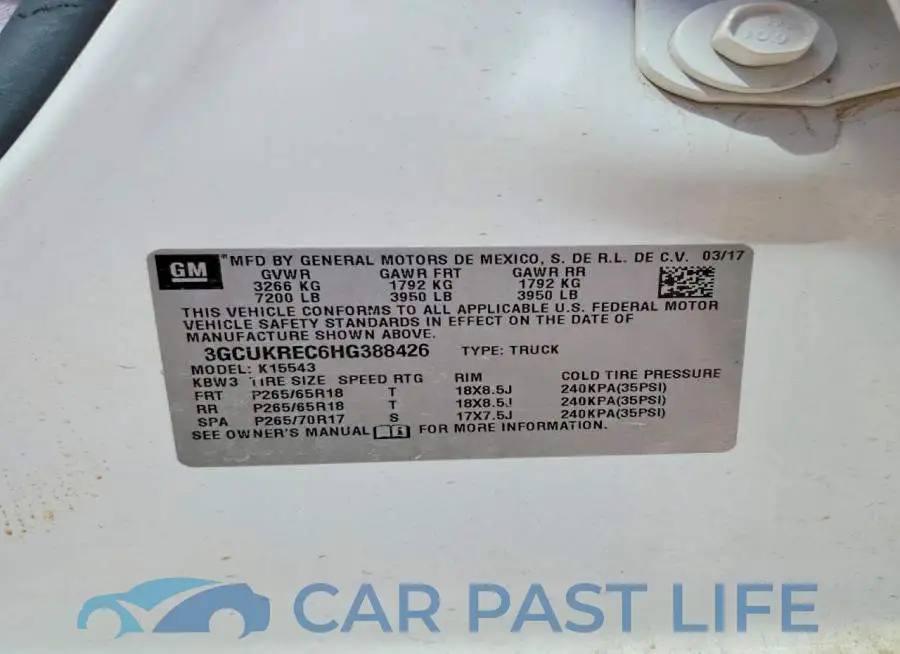 3GCUKREC6HG388426# 12