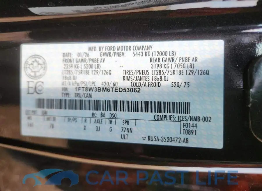 1FT8W3BM6TED53062# 12