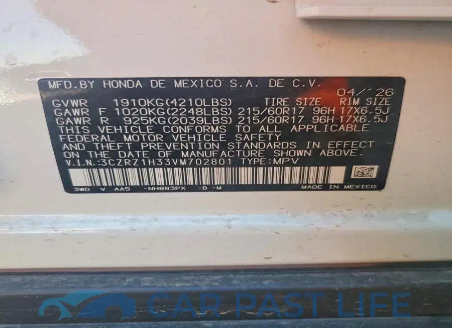 3CZRZ1H33VM702801# 13