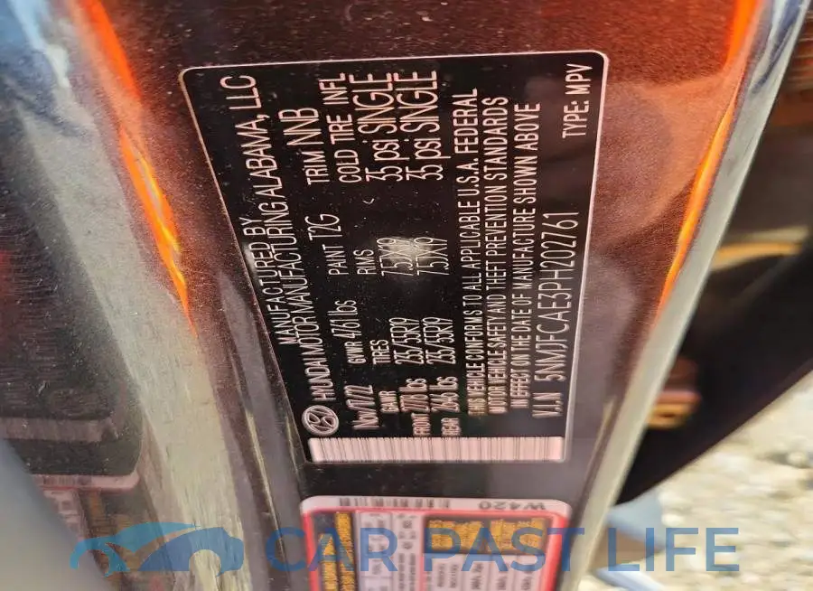5NMJFCAE3PH202761# 12