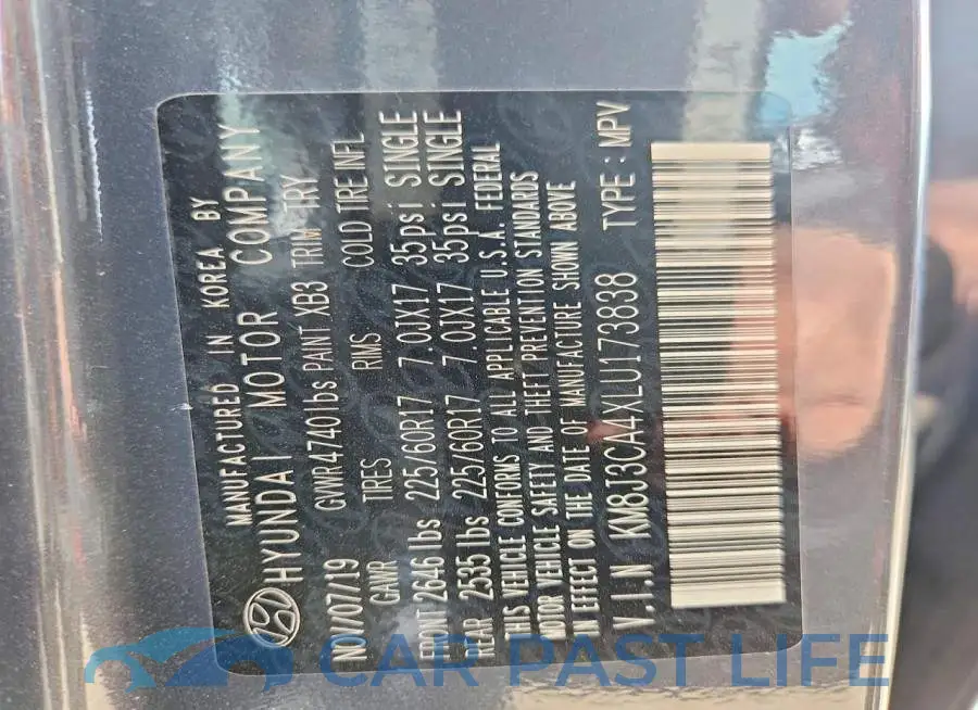 KM8J3CA4XLU173838# 12