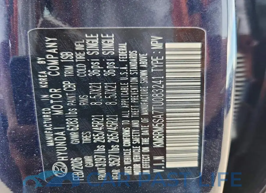 KM8RM5SA7TU083241# 13