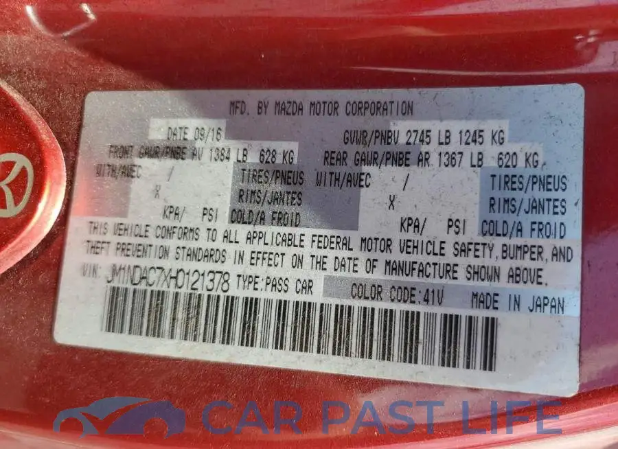 JM1NDAC7XH0121378# 12