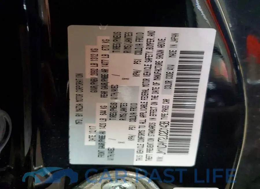 JM1NDAM72J0201438# 12