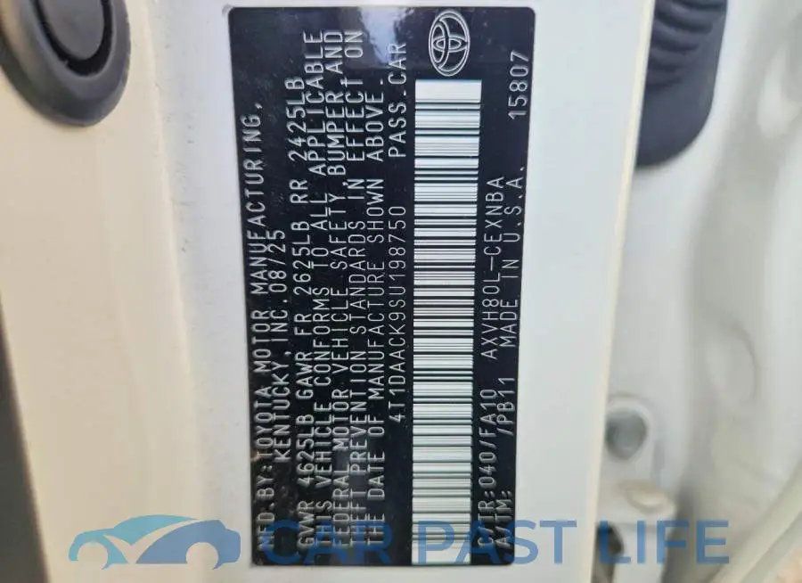 4T1DAACK9SU198750# 12