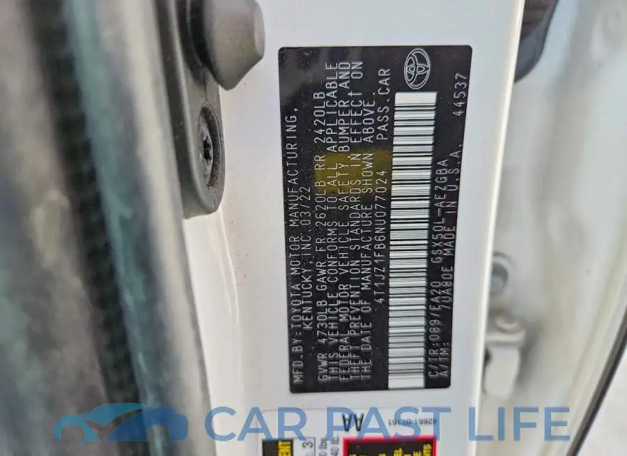 4T1JZ1FB6NU077024# 12