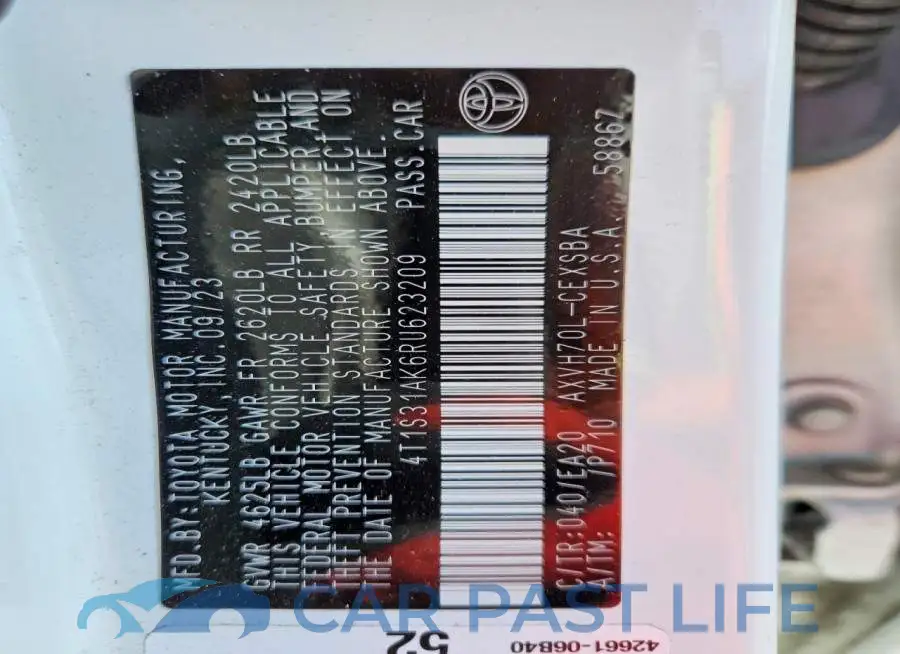 4T1S31AK6RU623209# 13