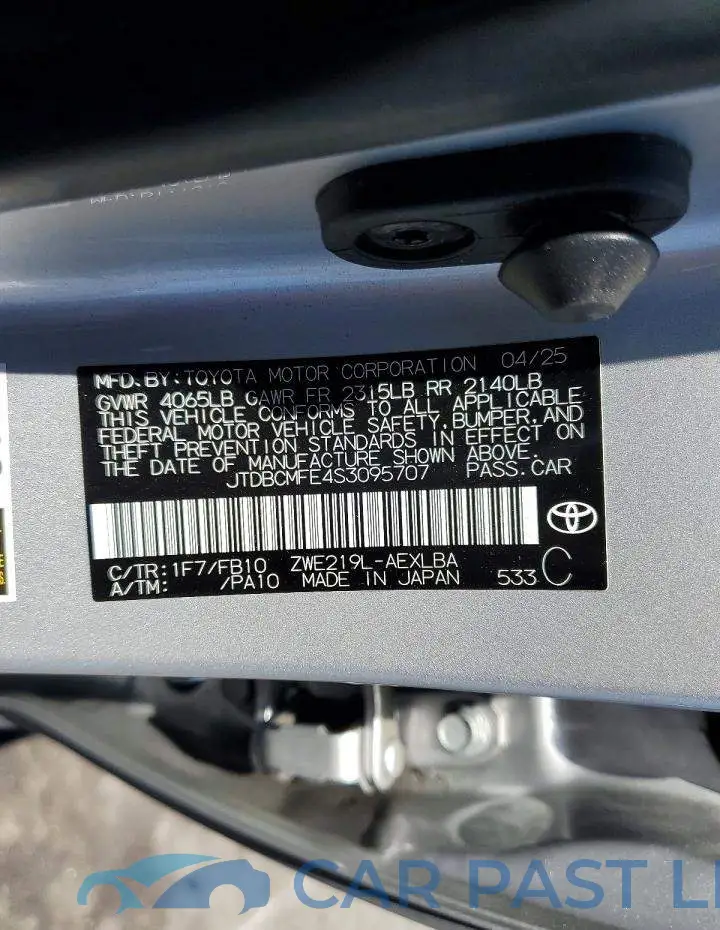 JTDBCMFE4S3095707# 12