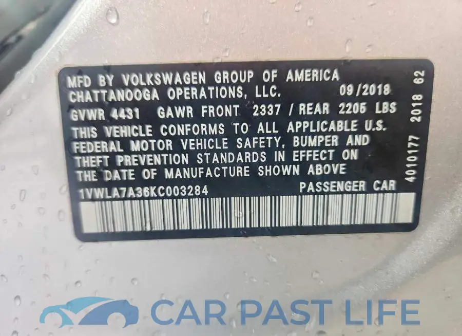 1VWLA7A36KC003284# 13