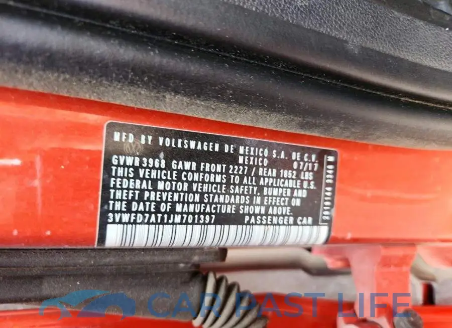 3VWFD7AT1JM701397# 12