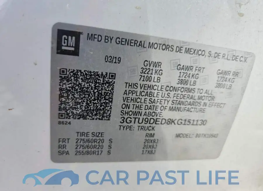 3GTU9DED8KG151130# 12