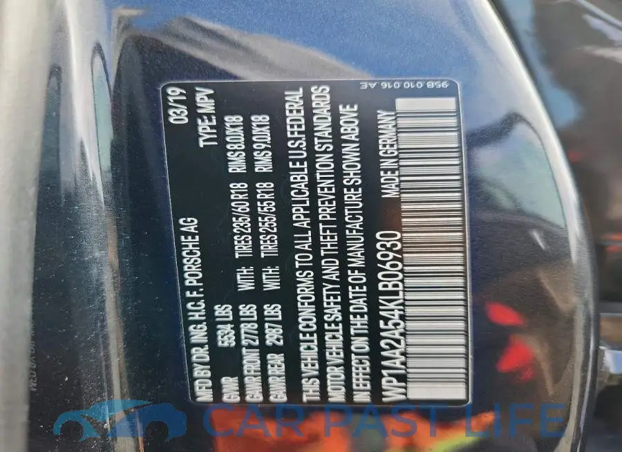 WP1AA2A54KLB06930# 12